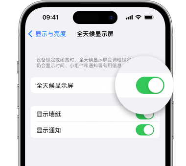 林州苹果15预约维修分享iPhone15如何设置全天候显示屏幕可见 